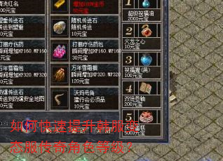 如何快速提升韩服变态服传奇角色等级? 如何快速提升韩服变态服传奇角色等级?